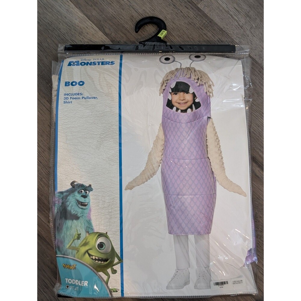 Disney Pixar Boo Monsters Inc Costume Purple Halloween Toddler Kids 3T 4T New